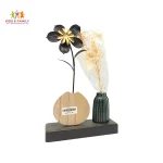modern home decor Bangladesh, black gold showpiece, metal flower showpiece BD, table decor item, decorative vase with flower, premium home decoration, living room decor Bangladesh, office desk decoration item, luxury showpiece BD, modern table showpiece, elegant home decor gift, wooden base showpiece