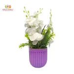 artificial flower plant Bangladesh, white orchid artificial flower, flower pot decor BD, purple pot flower plant, home decoration flower BD, artificial orchid plant, table top flower decoration, office desk flower decor, maintenance free flower plant, living room decor Bangladesh, decorative flower pot BD, indoor artificial plant