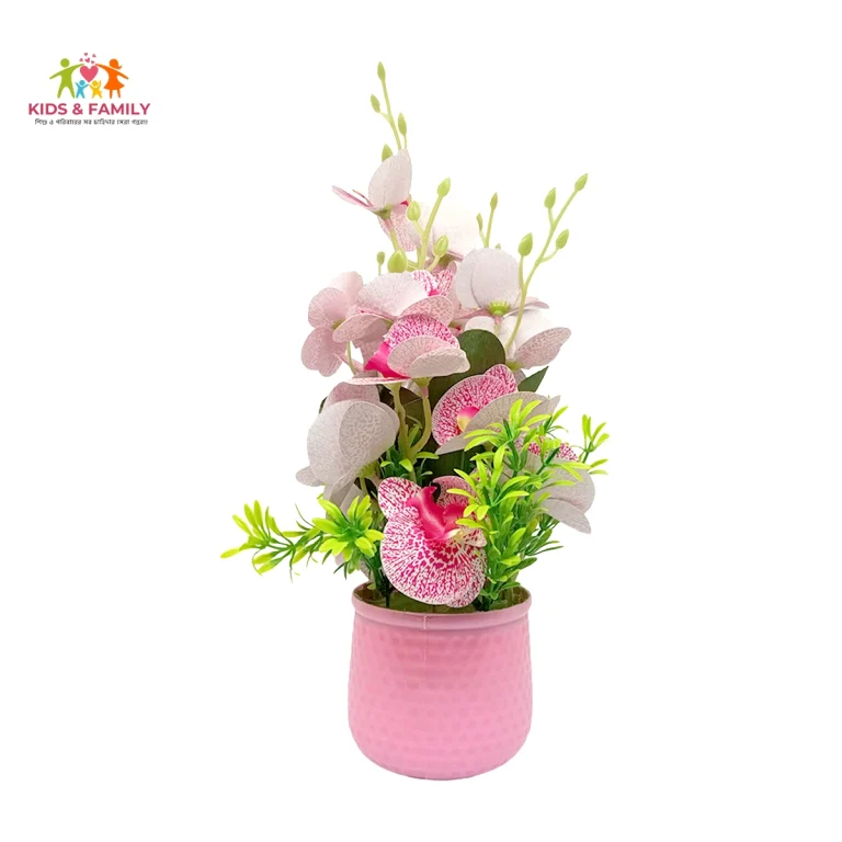 artificial pink orchid Bangladesh, flower pot decor BD, pink flower plant artificial, home decoration flower BD, artificial orchid plant Bangladesh, table top flower decoration, office desk flower decor BD, decorative pink flower pot, indoor artificial plant Bangladesh, living room decor BD, maintenance free flower plant, pink home decor item
