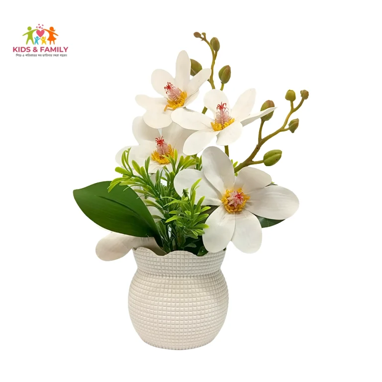 artificial white orchid Bangladesh, white flower vase decor BD, orchid flower pot artificial, home decoration flower Bangladesh, artificial orchid plant BD, table top flower decoration Bangladesh, office desk flower decor BD, decorative white flower pot, indoor artificial plant Bangladesh, premium home decor flower BD, maintenance free artificial flower, elegant white decor item BD