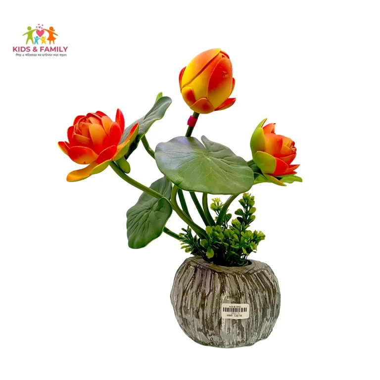 artificial orange lotus Bangladesh, orange lotus flower decor BD, lotus flower pot decoration BD, indoor artificial plant Bangladesh, table top lotus decor BD, rustic flower pot artificial BD, office desk plant decor Bangladesh, artificial water lily BD, home decor flower plant BD, maintenance free decorative plant BD, premium artificial flower Bangladesh