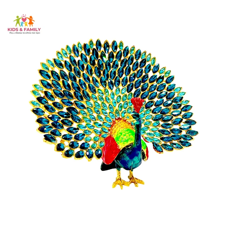 Peacock showpiece Bangladesh, crystal peacock decor BD, luxury home decor Bangladesh, royal showpiece BD, crystal decorative item Bangladesh, wedding gift decor BD, premium table decor BD, showcase decoration BD, golden peacock showpiece BD, luxury gift item Bangladesh