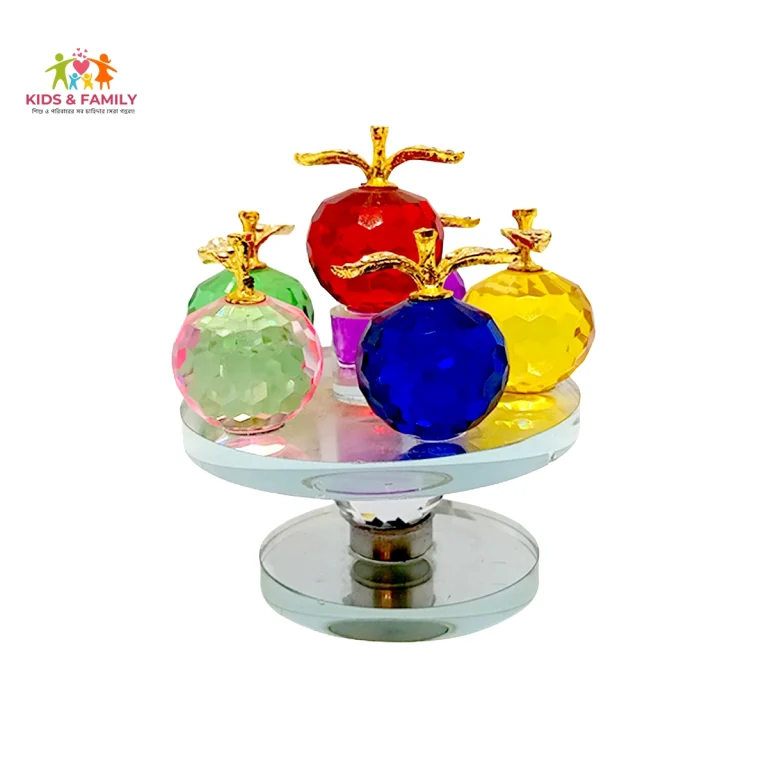 Crystal Apple Showpiece Set – Luxury Multicolor Decorative Table Décor (5 Pcs)