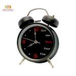 Modern Black Twin Bell Alarm Clock – Stylish Loud Ring Table Clock