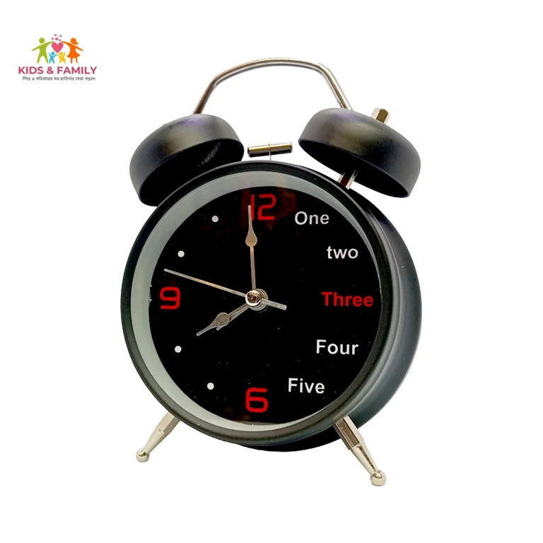 Modern Black Twin Bell Alarm Clock – Stylish Loud Ring Table Clock