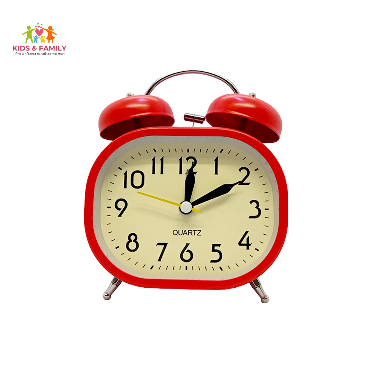 Classic Red Twin Bell Quartz Alarm Clock – Table Clock red alarm clock Bangladesh, twin bell clock BD, classic table clock BD, loud alarm clock Bangladesh, bedroom alarm clock BD, quartz table clock Bangladesh