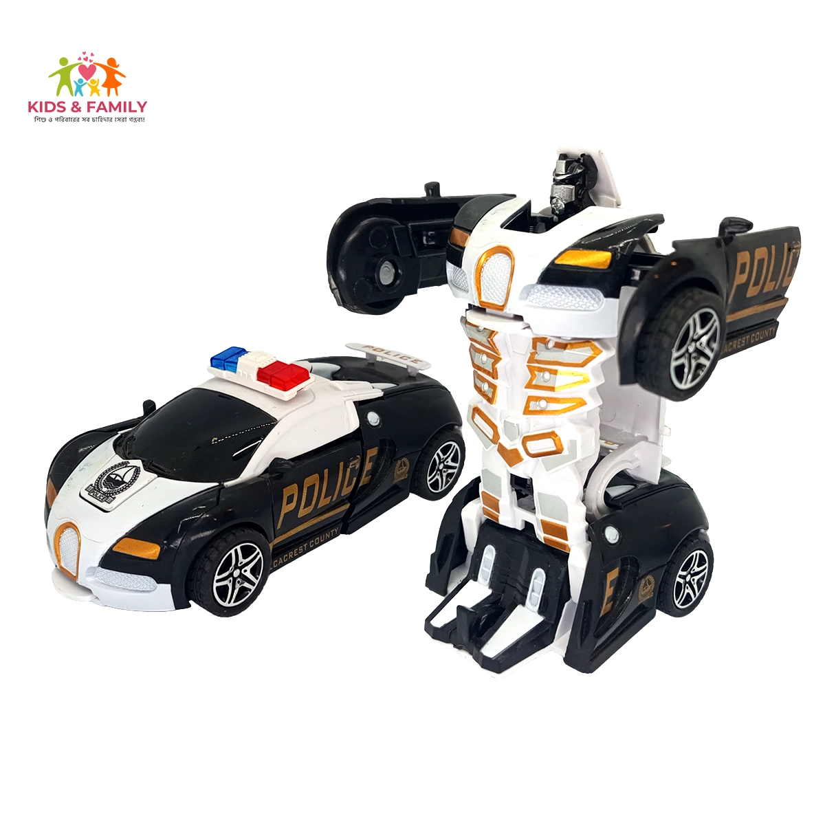 Transforming Police Robot Car – 2-in-1 Action Toy for Kids - Image 1