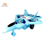 Mini Fighter Jet Toy – Kids Airplane with Wheels (Light Blue)