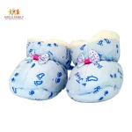 Baby Winter Soft Plush Booties with Bow – Warm & Cozy (Blue)