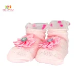 Baby Girl Soft Cotton Knit Socks with Cute Flower – Pink