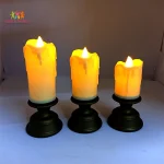 3 Pcs LED Flameless Candle Set with Black Stand – Warm Light Decorative Candle